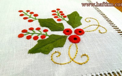 Piękna serweta  " Ostrokrzew bożonarodzeniowy "