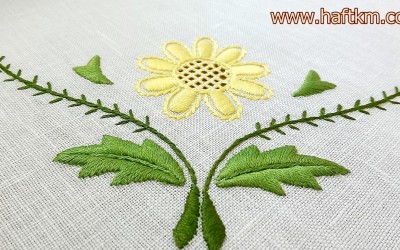 Piękna serweta, haft makowski " Margaretki  "