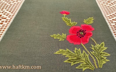 Ekskluzywny bieżnik z koronką " Maki "