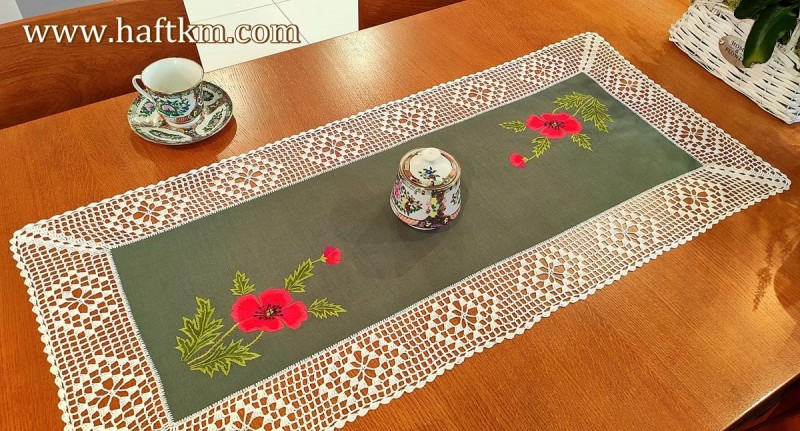 Ekskluzywny bieżnik z koronką " Maki "