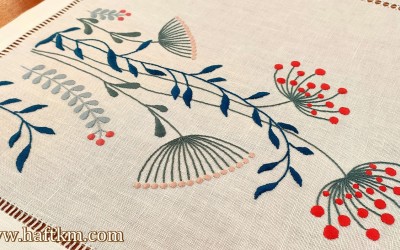 Przepiękny, ręcznie haftowany bieżnik  " Modern "