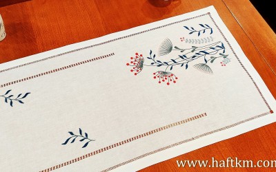 Przepiękny, ręcznie haftowany bieżnik  " Modern "