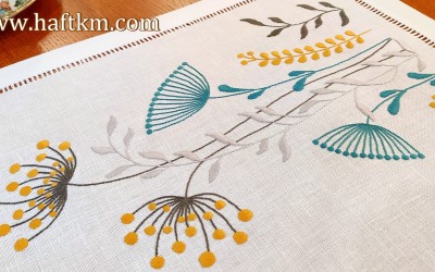 Przepiękny, ręcznie haftowany bieżnik " Modern "