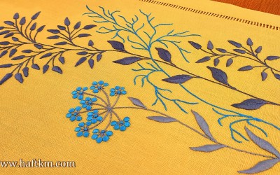 Przepiękny, ręcznie haftowany bieżnik  " Modern "