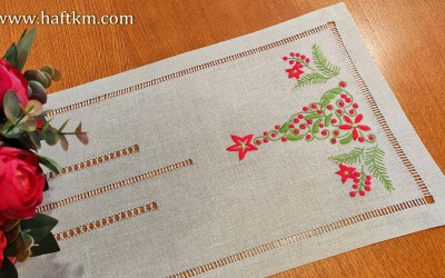 Piekny bieżnik świąteczny " Choinka listki "