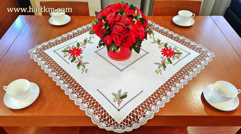 Zachwycająca lniana serweta " Gwiazda betlejemska "