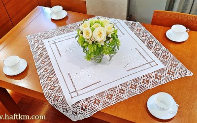 Wyjątkowa serweta lniana z haftem angielskim