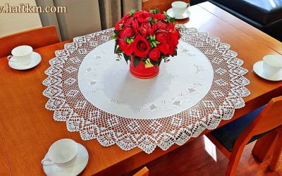 Wyjatkowy lniany obrus, haft ręczny 