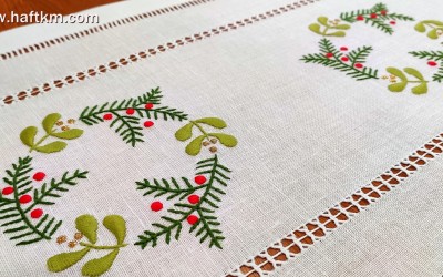 Elegancki bieżnik świąteczny " Wianuszek bożonarodzeniowy  "