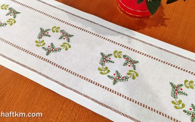 Elegancki bieżnik świąteczny " Wianuszek bożonarodzeniowy  "