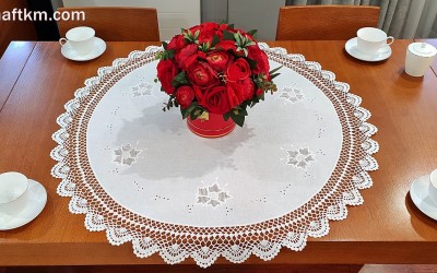 Piękna serweta lniana " Róża Makowska"