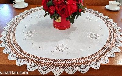 Piękna serweta lniana " Róża Makowska"