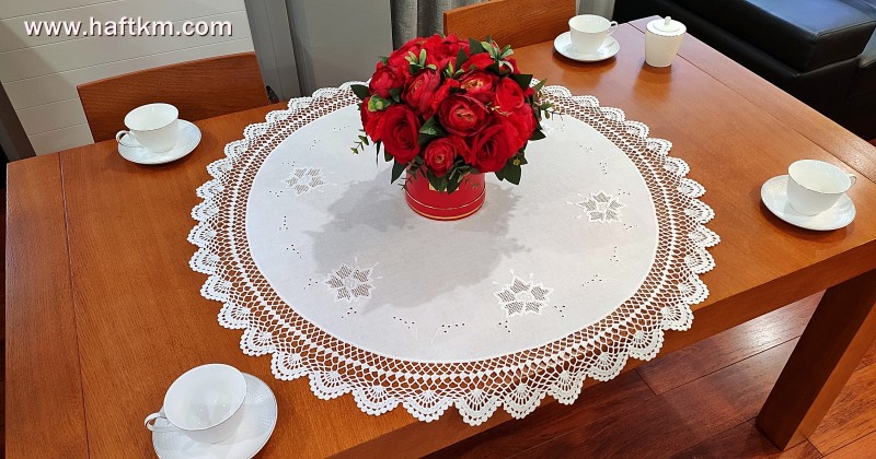 Piękna serweta lniana " Róża Makowska"