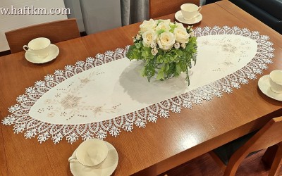 Owalna serweta lniana " Róża Makowska"