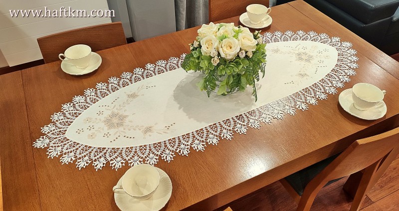 Owalna serweta lniana " Róża Makowska"