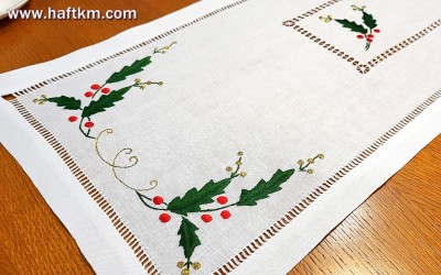 Bieżnik świąteczny " Ostrokrzew "