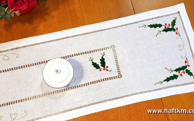 Bieżnik świąteczny " Ostrokrzew "