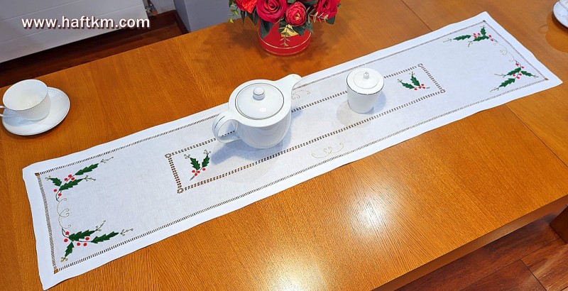 Bieżnik świąteczny " Ostrokrzew "