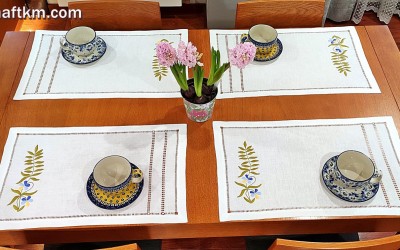 Podkładka obiadowa " Liść z kwiatami"