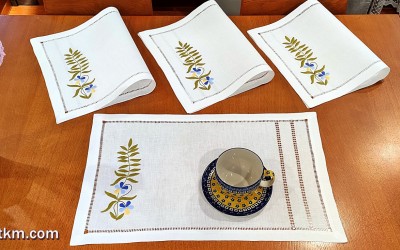 Podkładka obiadowa " Liść z kwiatami"